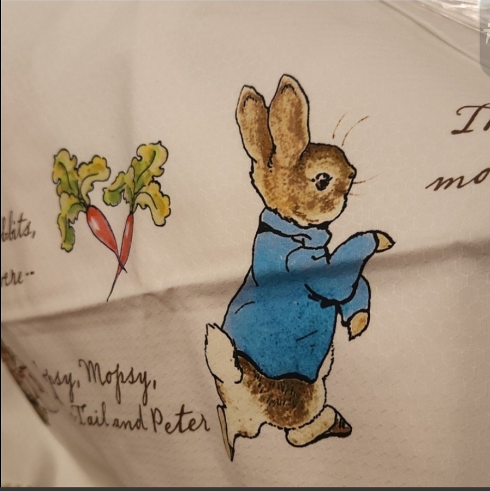 NEW Beatrix Potter Garden tablecloth Cotton Peter Rabbit handmade - Picture 10 of 12